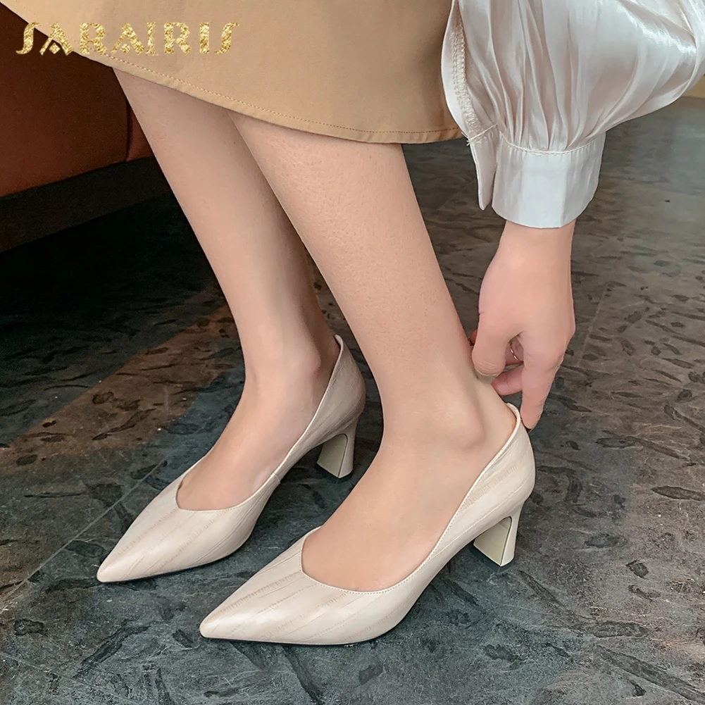 

Sarairis 2020 New Arrivals Genuine Cow Leather Pointed Toe Elegant Pumps Women Shoes Woman Slip On Office Lady Pumps Female