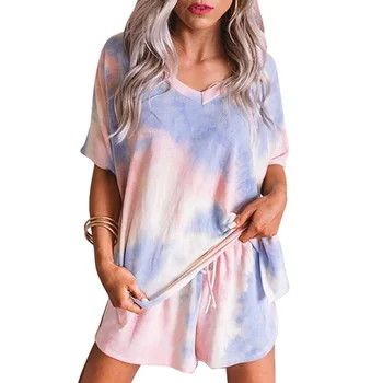 

2020 New pijamas women sleepwear women home wear clothes comfortable nightgown top and pants Cute summer short sleeve pajama set