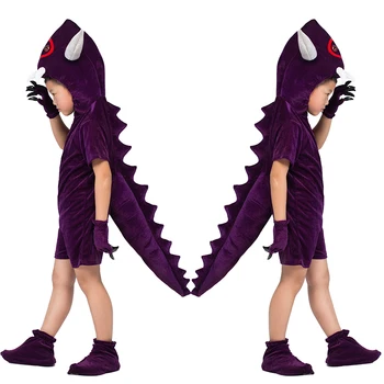 

Adult Kids Purple Dino T-REX Dinosaurs Costumes Halloween Cosplay Party Animal Cartoon Dragon Dress Up Jumpsuit Outfit Costume