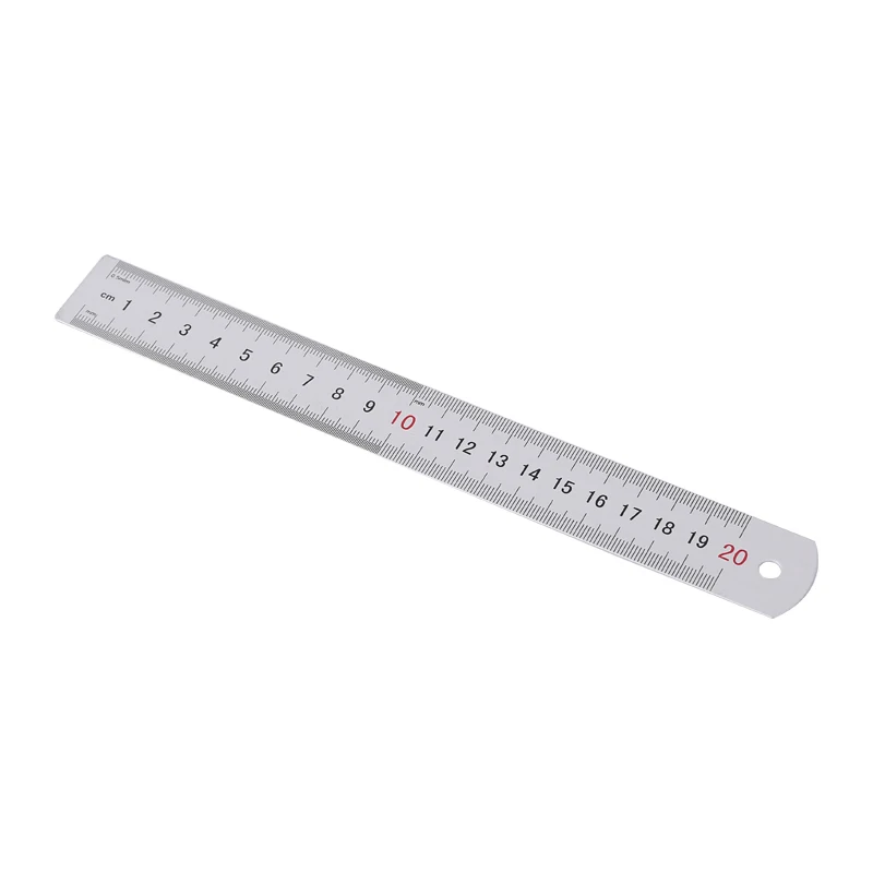 Regla de Metal de aleación de aluminio de 20cm y 8 pulgadas, regla para oficina, regla para estudiantes, suministros escolares, doble escala