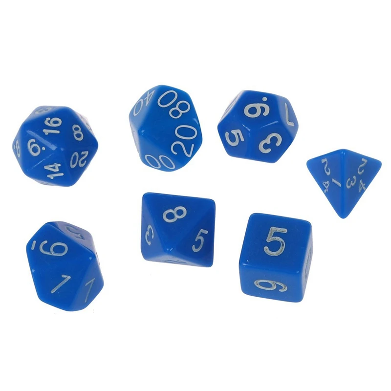 14 шт. игральные кости D4-D20 для игр RPG Подземелья и Драконы D& D, 7 шт. синий и 7 шт. красный