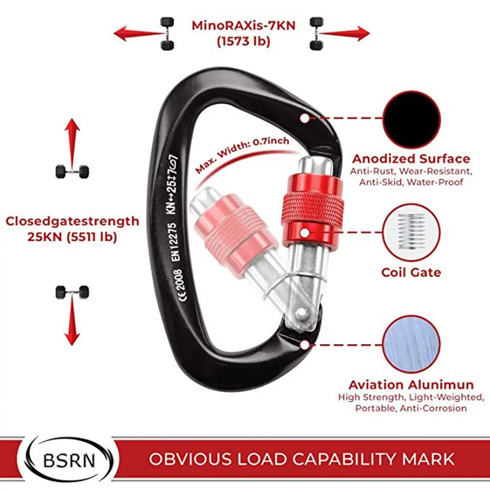 Карабин 25Kn главный блокировочный трос планерская воздушная работа висячая Пряжка безопасный крюк авиационный алюминиевый подвесной скалолазание главный замок