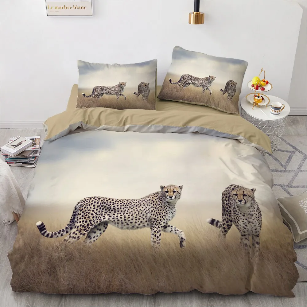 3D Bedding Sets Leopard Custom Duvet Quilt Cover Set Comforter Bed Linen Pillowcase King Queen Full Size 140*210 Home Texitle | Дом и сад