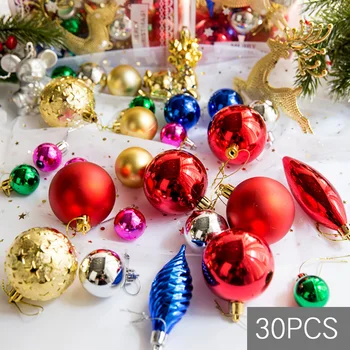 

30pcs/Set Xmas Ornament Red Gold Silver Pink Blue Pearl Decorative Balls pendant Christmas Tree Hanging Ball Decoration For Home