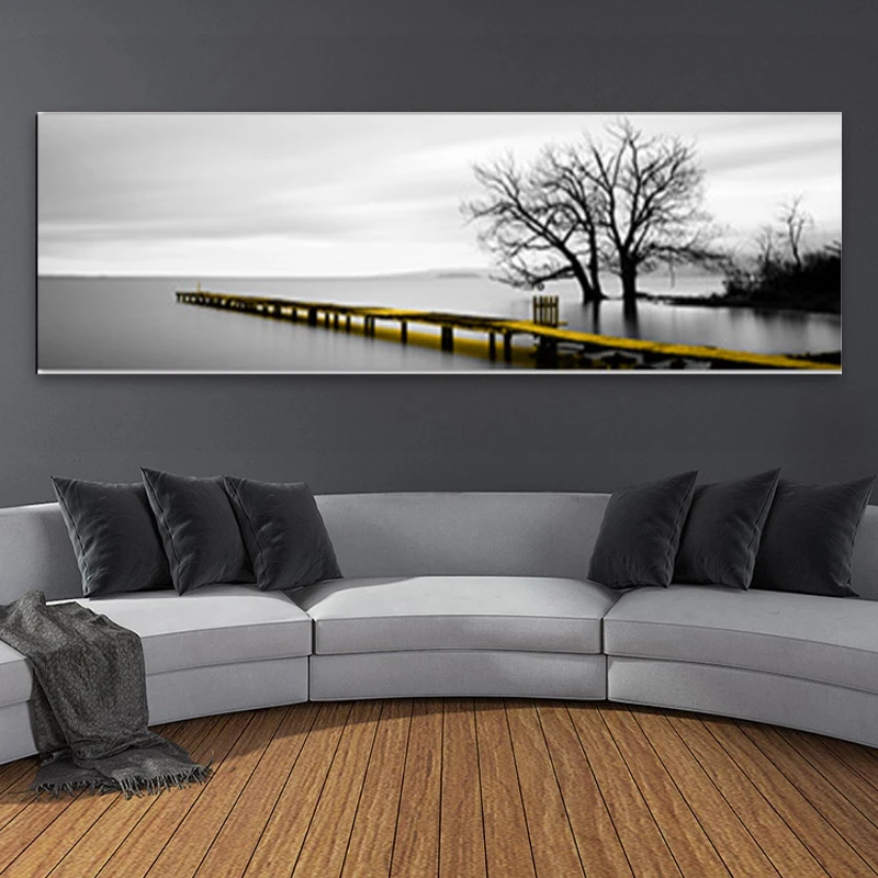 Banniere De Peinture De Chevet Moderne Minimaliste Paysage Noir Et Blanc Chambre A Coucher Salon Arriere Plan De Canape Peinture Murale Aliexpress