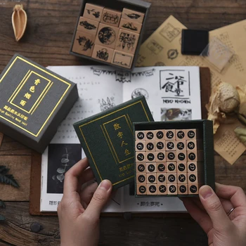 

Vintage Basic Alphabet Number decoration stamp Set wooden rubber stamps for scrapbooking stationery DIY craft standard stamp