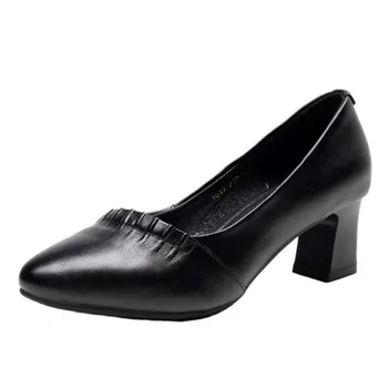 

Hot 2020 New Spring Top Cowhide Pointed Shoes Women High Heel Shoes Work Black Shoes Elegant Temperament Fashion Leather Shoes