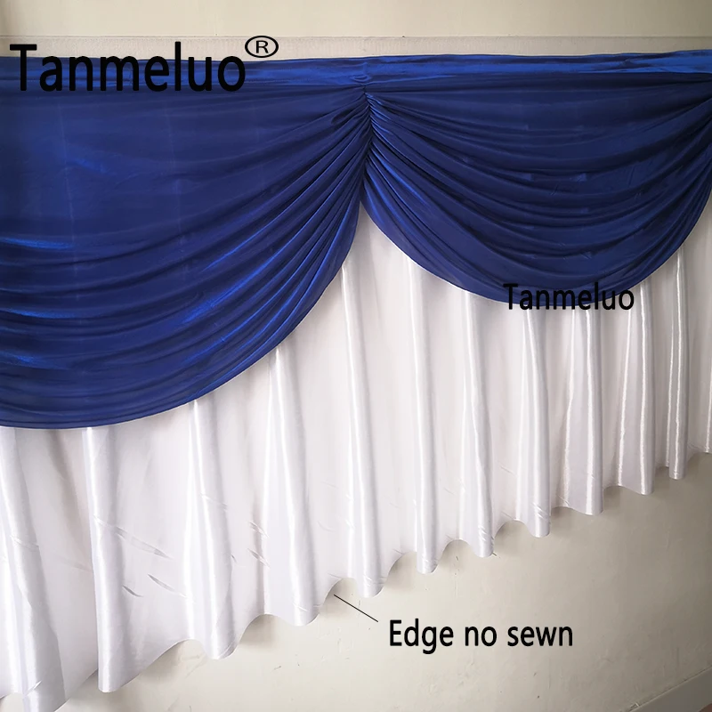 10ft/20FT Length Table Cloth Skirt With Colorful Swag Drape Ice Silk Fabric Table Skirting Wedding Party Event Decoration