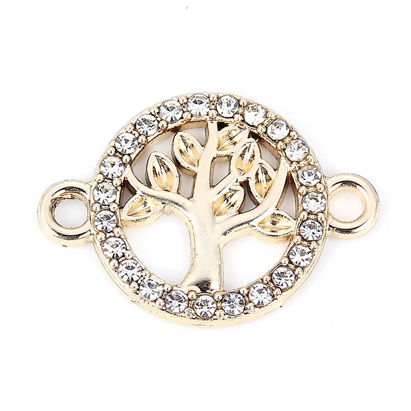 

10Pcs/lot Tree Of Life Crystal Bracelet Necklace Connector Jewelry Findings Hollow Out Circle Life Tree Charms DIY Graft Making