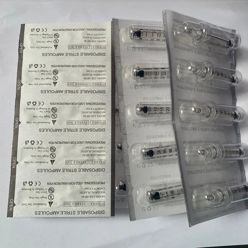 30/50/100/200pcs 0.3ml&0.5ml Sterile Ampoule Head Syringe Needle for Hyaluron Pen Meso Gun Anti Wrinkle Lip Lifting no Liquid