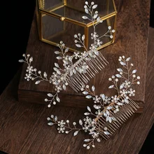 Модный лист Цветочные расчески головной убор кристалл из опала шпильки с жемчугом тиара Свадебные украшения головной убор для невесты аксессуары для волос m1