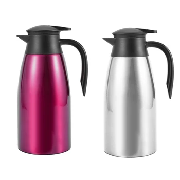 

2 Pcs 304 Stainless Steel 2L Thermal Flask Vacuum Insulated Water Pot Coffee Tea Jug Thermal Pitcher Purple & Silver