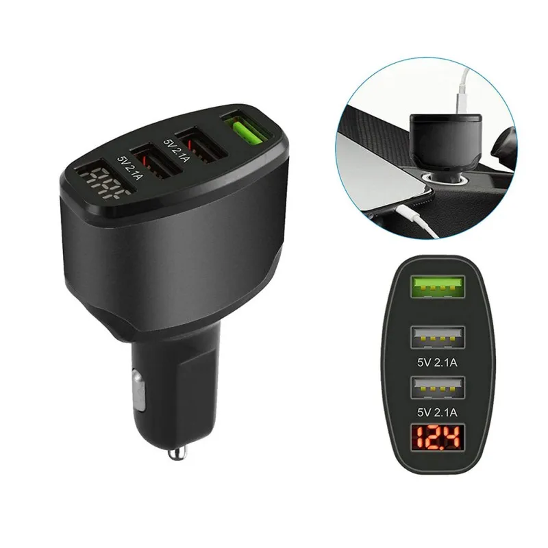 12-24V 3-Порты и разъёмы USB 4.2A Quick Charge 3,0 Автомобиля Зарядное устройство зажигалка адаптер Светодиодный Дисплей быстрой зарядки Мощность для мобильного телефона Зарядное устройство науки и техники