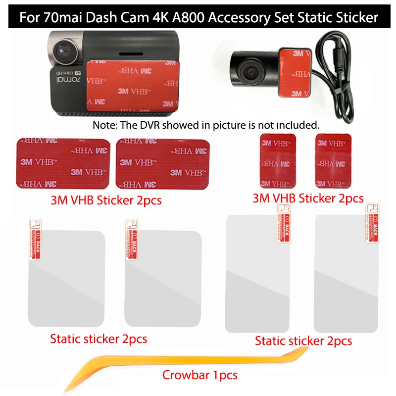 For 70mai Dash Cam A800 4k Accessory Set Static Sticker 3m Film And