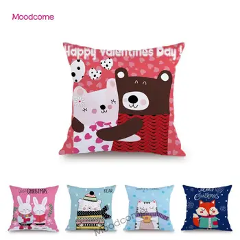 

Cute Cat Zebra Bear Christmas Art Lovely Animals Baby Room Decorative Sofa Throw Pillow Case Super Soft Velvet Cushion Cover
