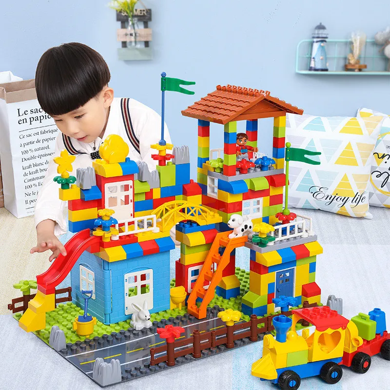

Big Size Slide Bricks Compatible LegoINGLs Duploed City House Roof Large Particle Building Blocks Sets Friends Castle Kids Toys