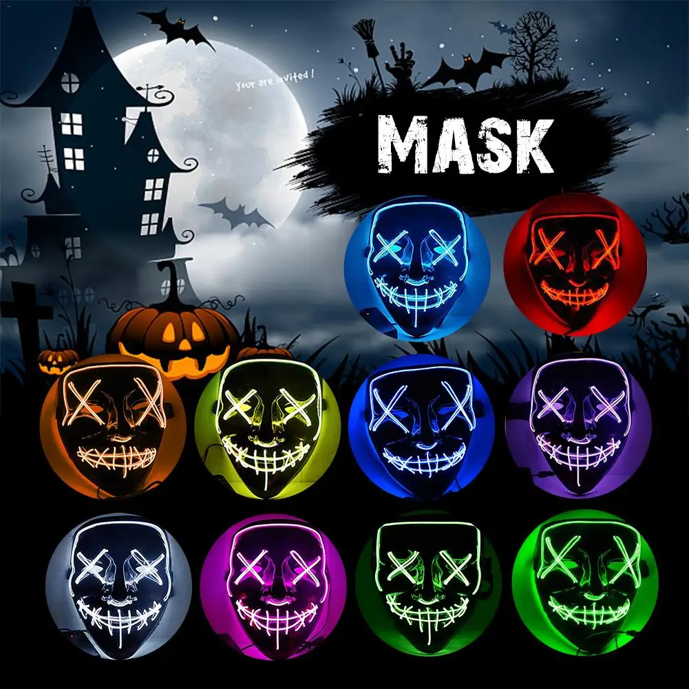 

Halloween Mischievous Toy LED Light Up Scary Mask Cosplay Costume for Festival Masquerade Parties Carnival