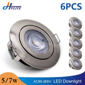 

6 PCS LED Downlight 5W 7W Round Recessed Lamp Warm White Cold White Spotlight Indoor Bedroom Driveless Ceiling Light AC 85V-265V