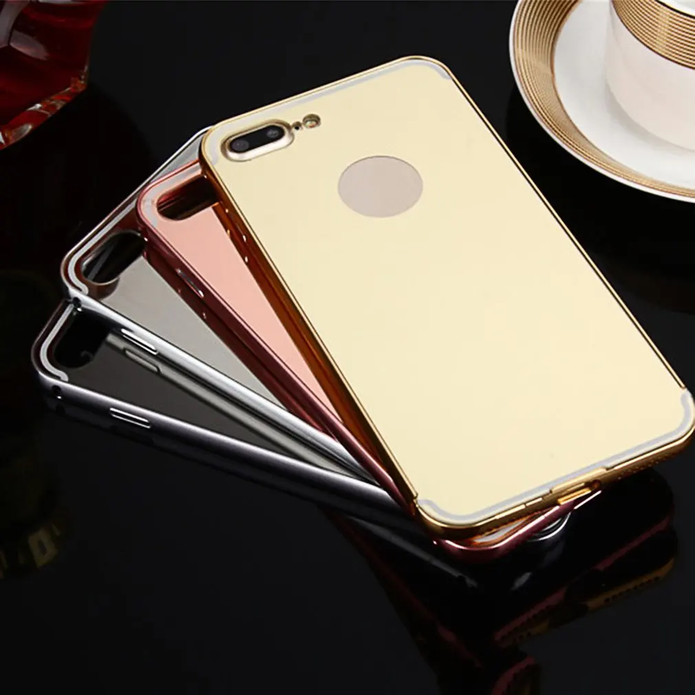 Металл с эффектом зеркала покрытие чехол для Iphone6 6S 6S Plus 6Plus металлическая рамка твердая Защита задняя крышка мобильный чехол для телефона