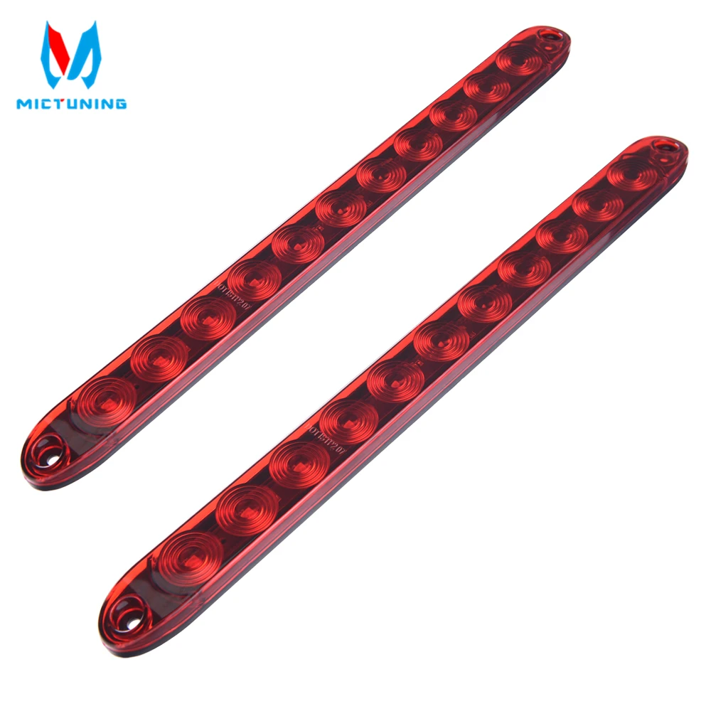

MICTUNING 2PCS 16â€ 11 LED Red Trailer Light Bar Waterproof Park Turn Signal Light Tail Brake Stop Bar LED Red Trailer Light Bar