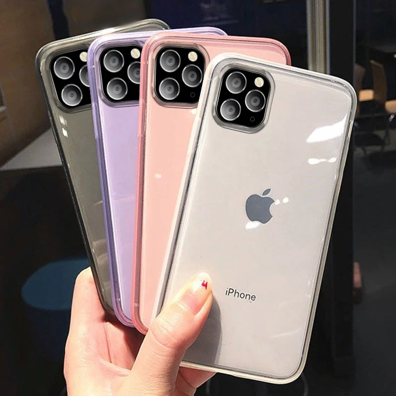 Lovebay Transparent Lovely Phone Case For iPhone 11 Pro X XR XS Max 6 6s 7 8 Plus Candy Color Simple Soft TPU Back Cover Coques |