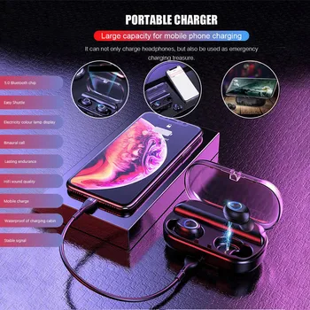 

#H30 Bluetooth V5.0 Earphone Wireless Earphones Stereo Sport Wireless Headphones Earbuds headset 1200 mAh Power For iPhone