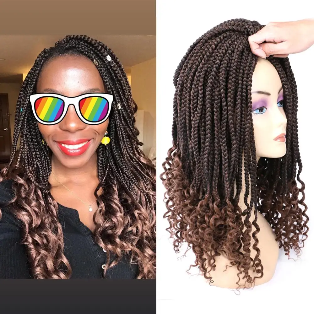 

DAIRESS 18" Crochet Box Braids With Curly Ends 22Roots/Pack Goddess Crochet Box Braids Synthetic Braiding Hair Crochet Braids