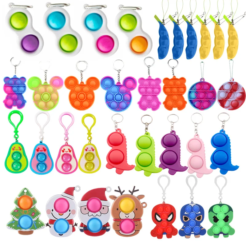 mini pops fidget toy its simple dimple keychain anti stresss relief anxiety sensory squeeze bubble for women men children autism | Игрушки и
