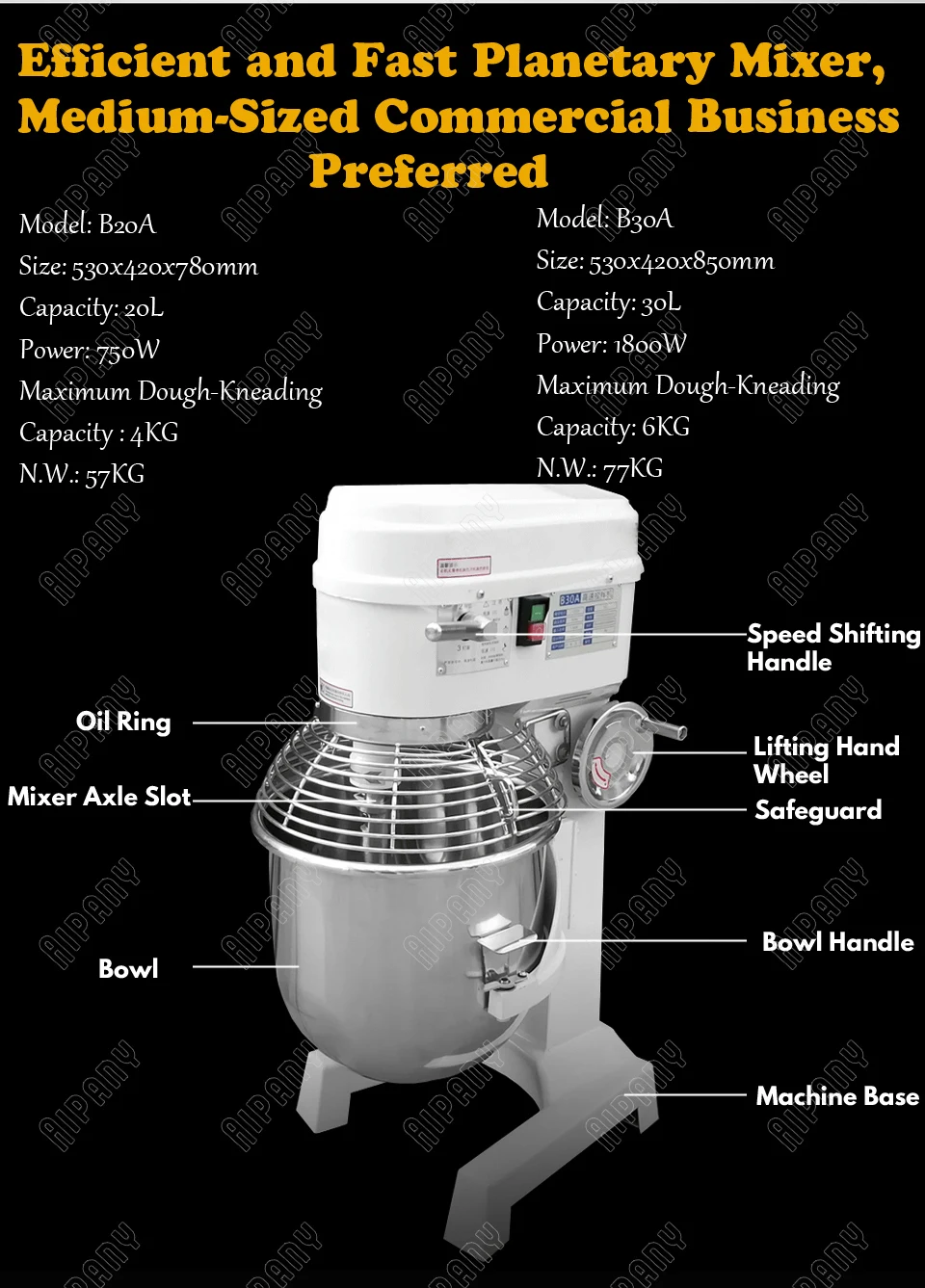 B20A/B30A кухонный планетарный смеситель 20L/30L 3-скоростной тесто тестомесильная машина еды венчик для яиц миксер планетарный смеситель для муки