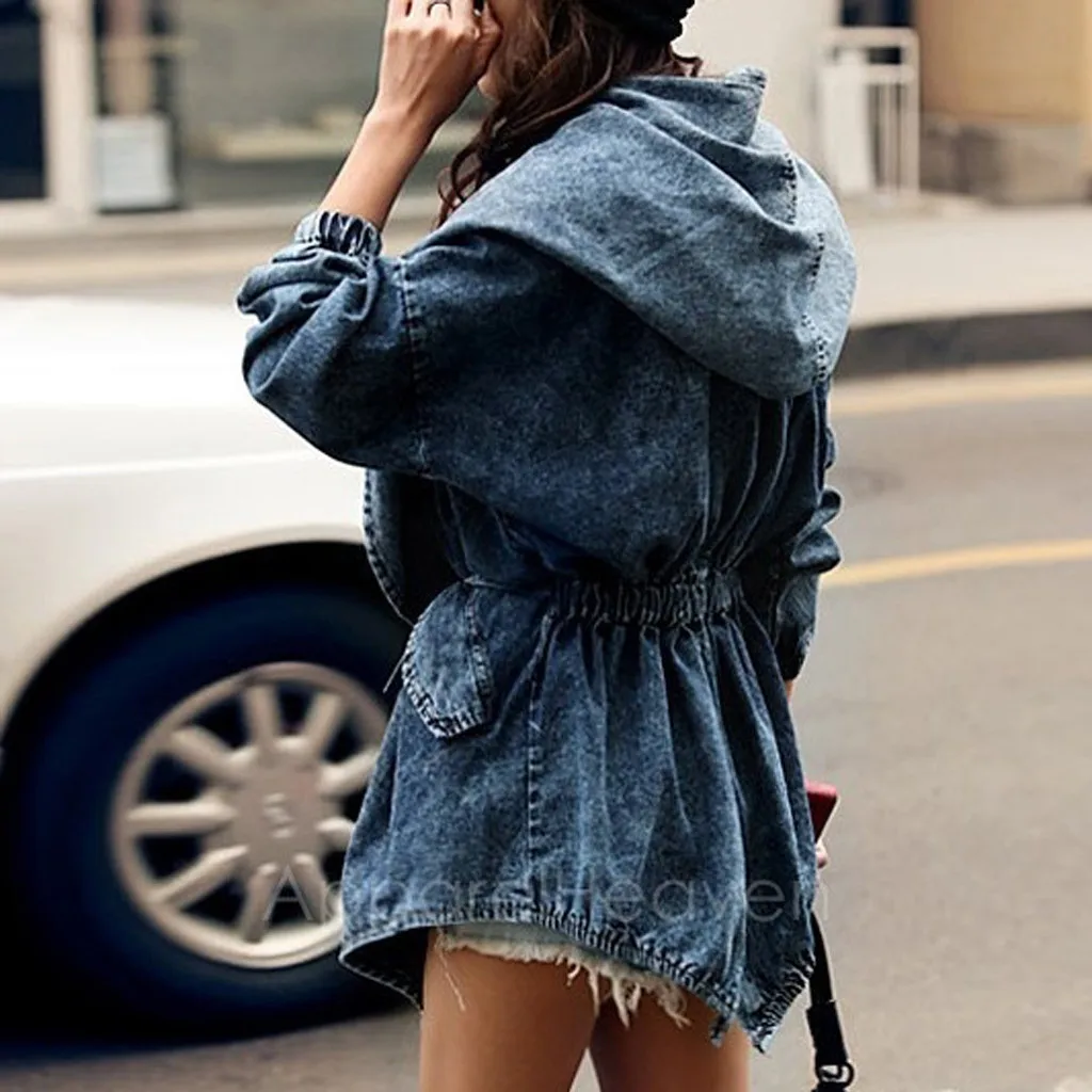 Vintage Women Denim Ripped Jackets Casual Blue Jean Jacket Coats Autumn ...