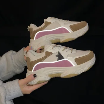 

Women Sneakers 2020 Chunky Sneakers Casual Fashion Dad Shoes Platform Sneakers Woman Breathable Reflective Female Platform Shoes