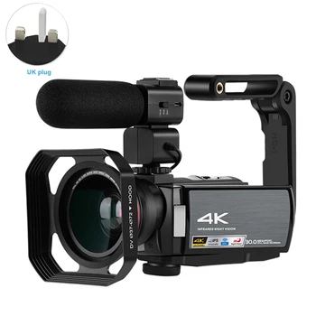 

4K Camcorder Vlogging With Wide Angle Lens External Hood HD Touch Screen CMOS Sensor Portable IR Night Vision Video Camera