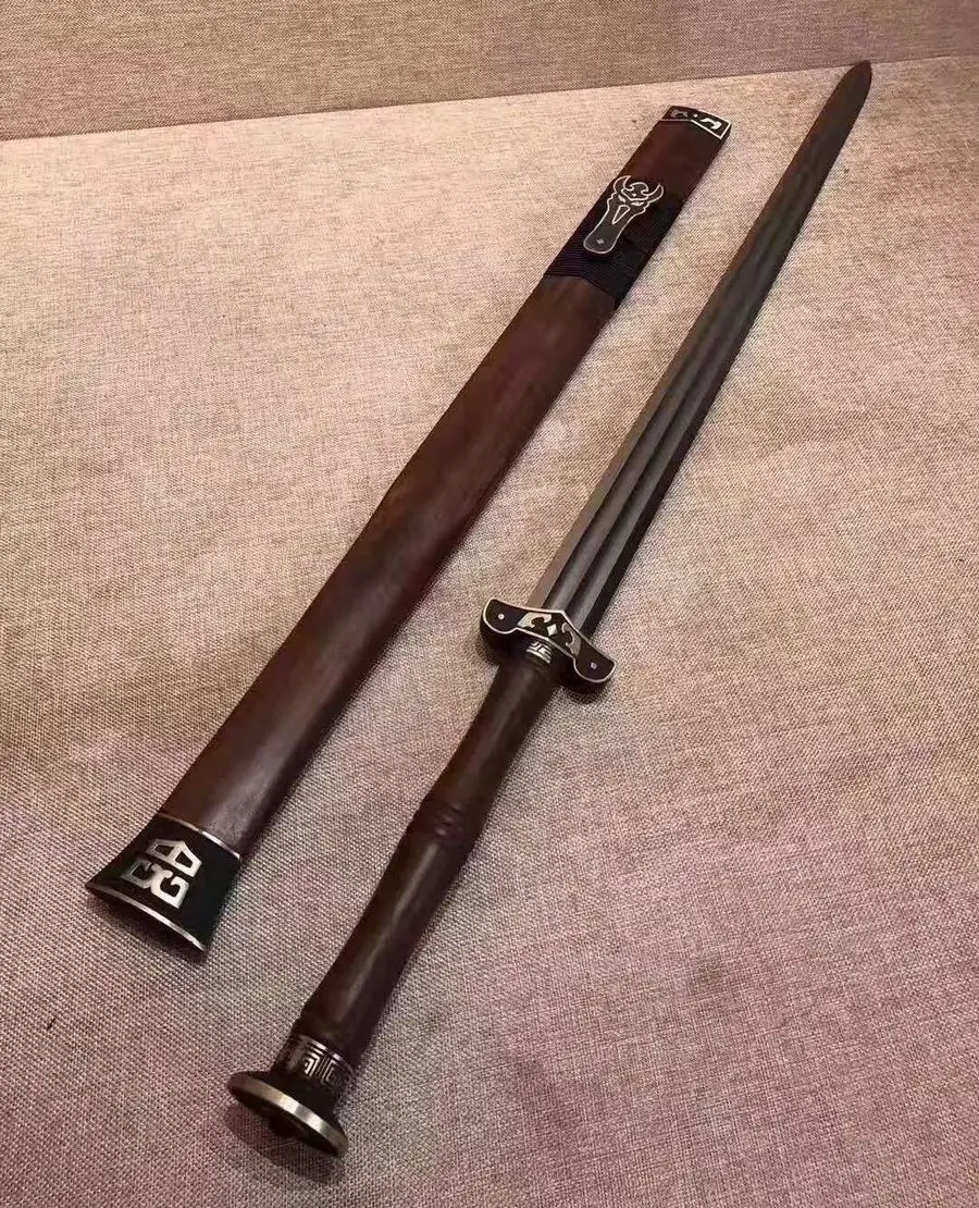 Handmade High Quality Wushu Sword Sharp HRC62 Groove Fold Carbon Steel Blade Kung Fu Jian Full Tang