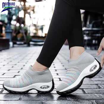 

Women Shoes New Spring Casual Flat Soft Ladies Loafers Zapatos De Mujer 2020 Air Cushion Non Slip Damping Chunky Black Sneakers