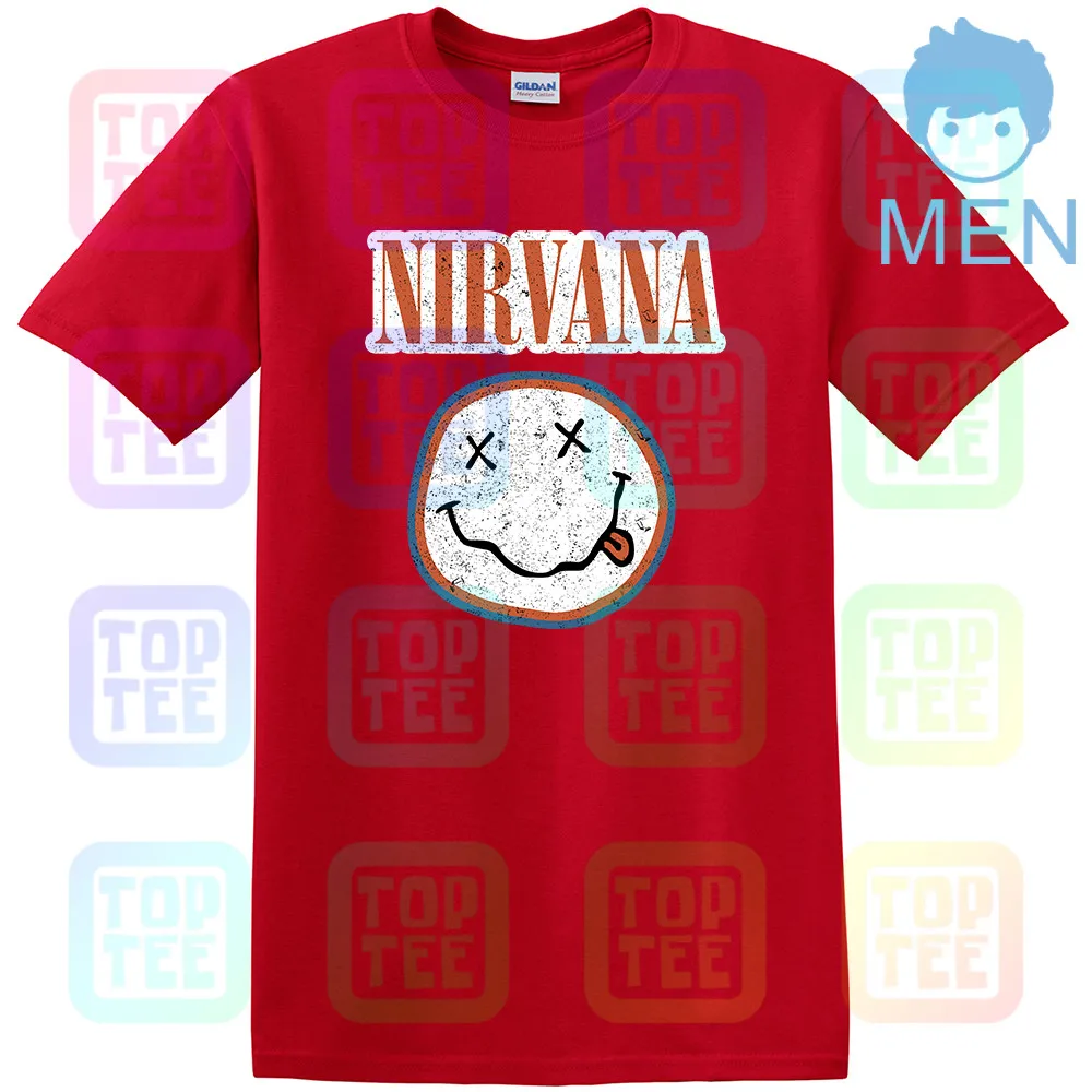 AMPLIFIED NIRVANA colors мужская темно-серая футболка - Цвет: MEN-RED