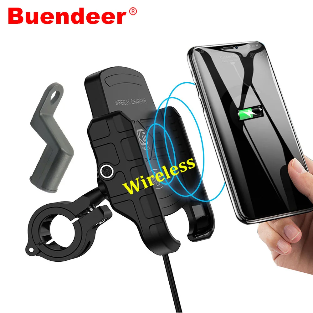 Buendeer Motorcycle Phone Holder with Wireless Charger 10W for Samsung S10 S10+ S10E S9 S9+,7.5W for iPhone XR XS MAX XS X 8Plus