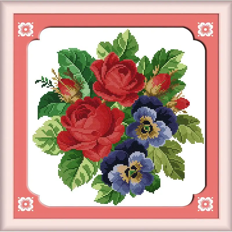 Rose Lily Flower Pattern Cross Stitch Kit 11CT 14CT DIY Embroidery Needlework Set Fine Gifts Home Decoration cross stitch kit