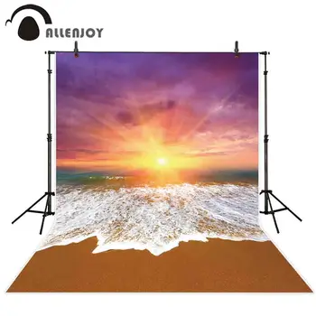 

Allenjoy summer beach photophone photographic background fuchsia sky sunset glow ocean wave photocall backdrop for photo studio