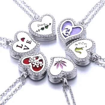 

New Heart-shaped aromatherapy Lockets Aroma diffuser Pendant necklace tree cat perfume Pendant essential oil diffuser jewelry