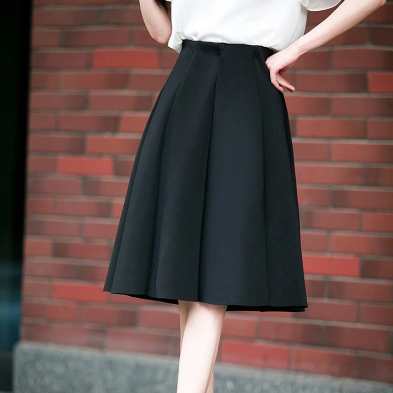 Jupe Evasee Taille Haute Pour Femmes Elegante Rouge Noir Blanc Longueur Aux Genoux Mode Grande Taille 5xl Aliexpress