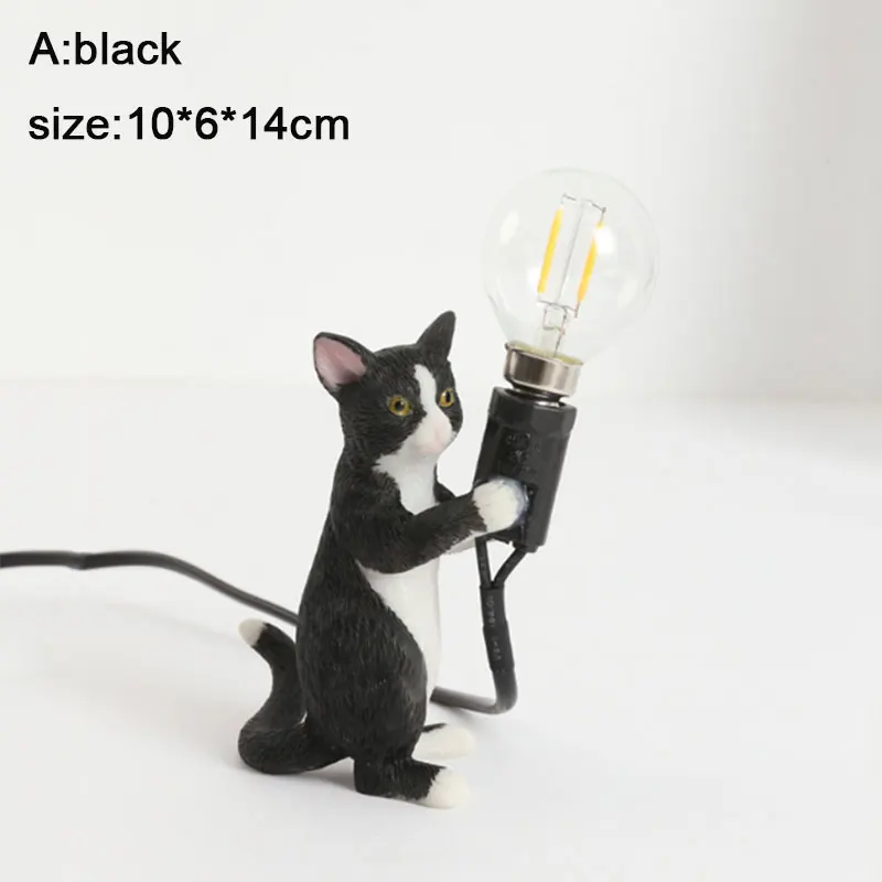 Креативный Настольный светильник с животными, светильник с изображением кошки, светодиодный светильник для спальни E12, светодиодный прикроватный светильник для спальни, рождественские украшения для дома, подарок
