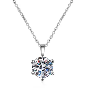 

Girls' 925 Sliver Necklace Women Round Crystal Necklace Pendants Classic Wedding Crystal Color Teardrop Pendant Necklace