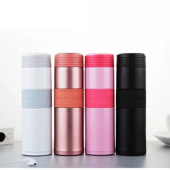 

450ml Creative Silicone Double Sets Of Ladies Stainless Steel Vacuum Insulation High-end Girls Straight Cup