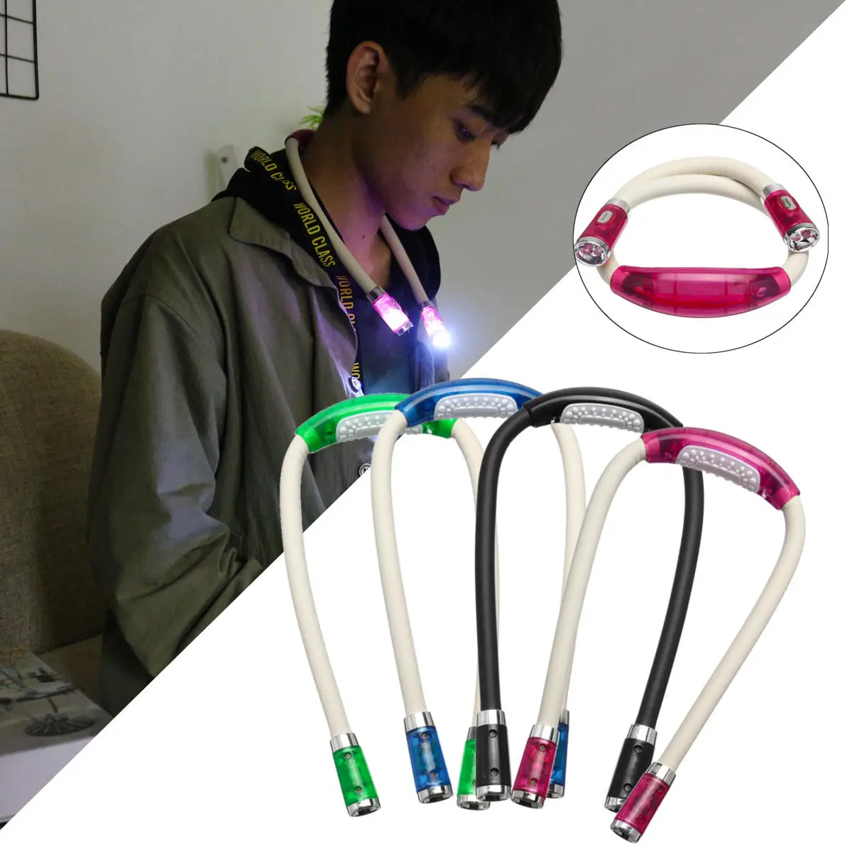 LED Neck Light Battery Operated Knitting Crocheting Lamp Book