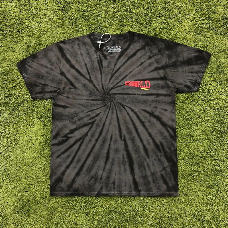 Трэвиса Скотта Astroworld Festival Run Tie Dye Футболка мужская и женская ASTROWORLD уличная хип-хоп Футболка Трэвиса Скотта