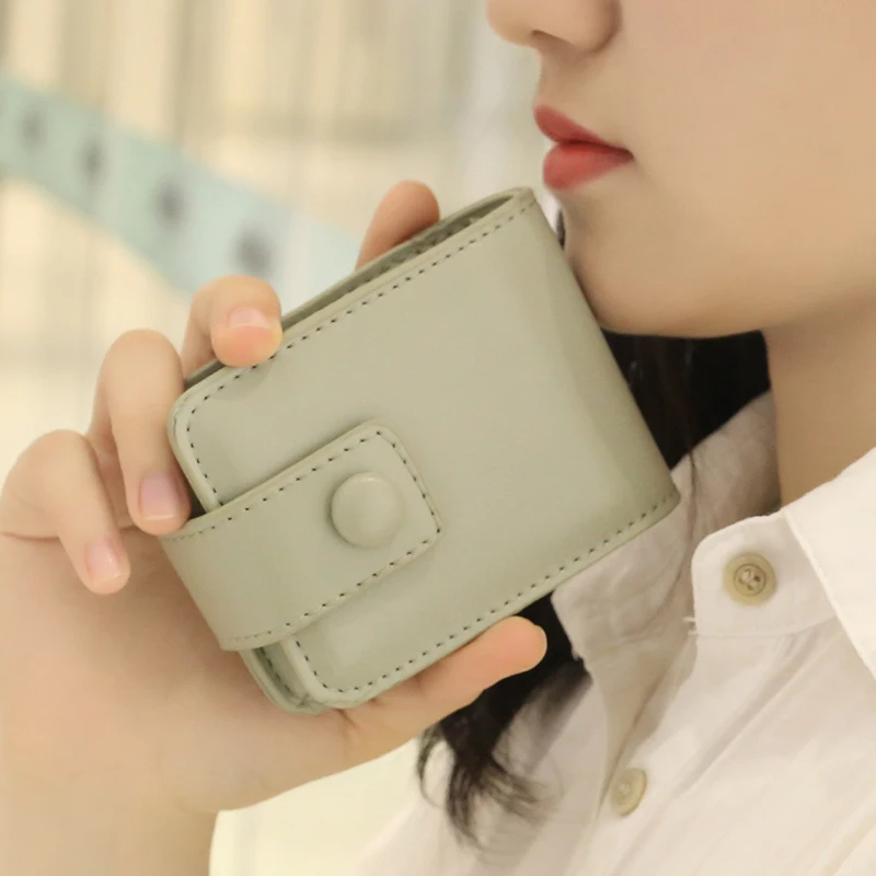 

Women's Leather Framed Cigarette Case Wallet Lipstick package With Mirrow Multifunction Leather small bag Women Gift