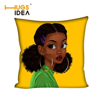 

Black African Magic Girl Cushion Covers Stylish American Afro Lady Pillow Cover for Home Chair Decorative Sofa Pillow Case