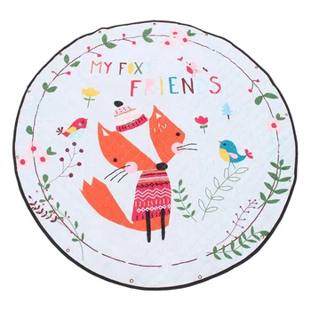 

Baby Play Mat,Baby Nursery Rugs Kids Crawling Mat Round Play Mat Portable Toys Storage Fox Pattern Diameter 150cm