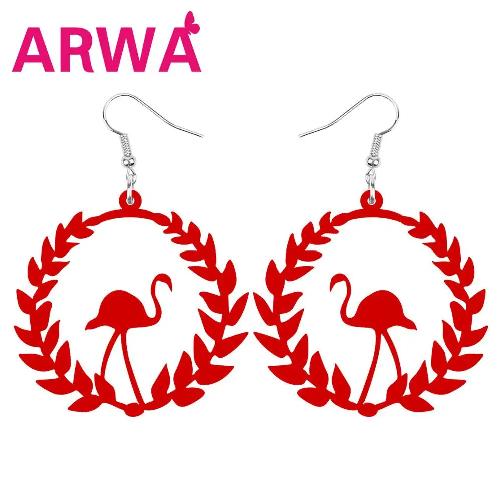 Акриловые большие круглые полые Фламинго ARWA птица украшение ювелирные изделия