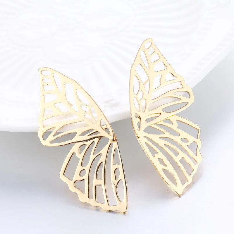 Stud Earrings Lost Lady Large Hollow Metal Butterfly Women Jewelry Gifts